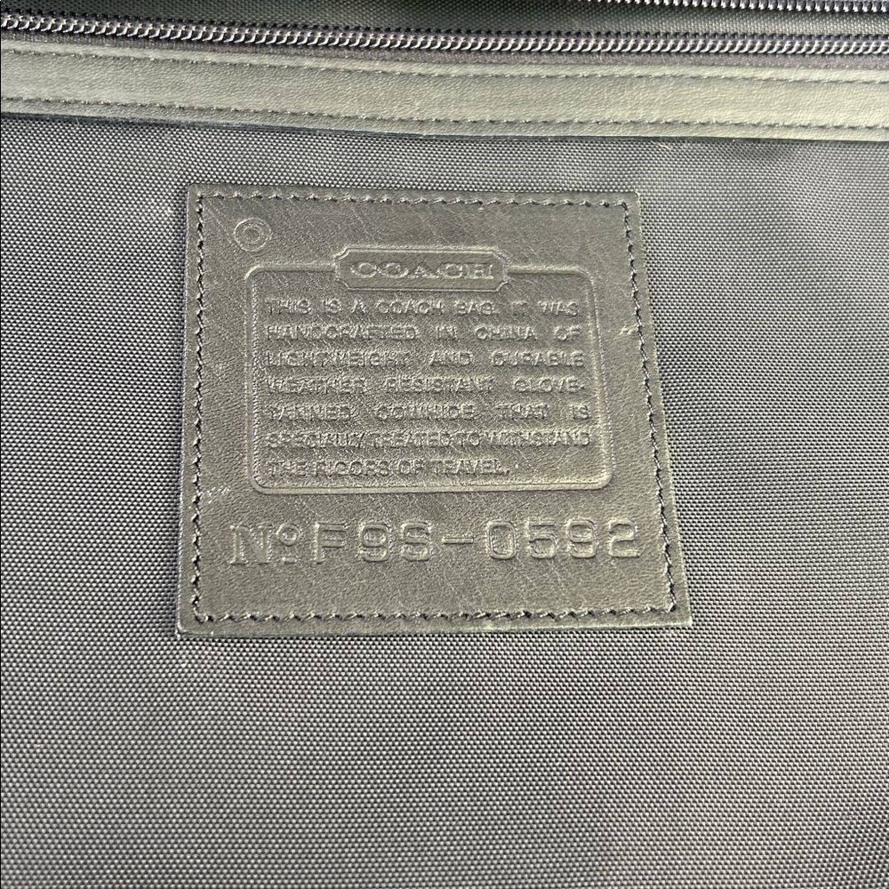 COACH 22" Charcoal Black Leather Rolling HERITAGE CHECK Suitcase Carry On VTG - Picture 14 of 16